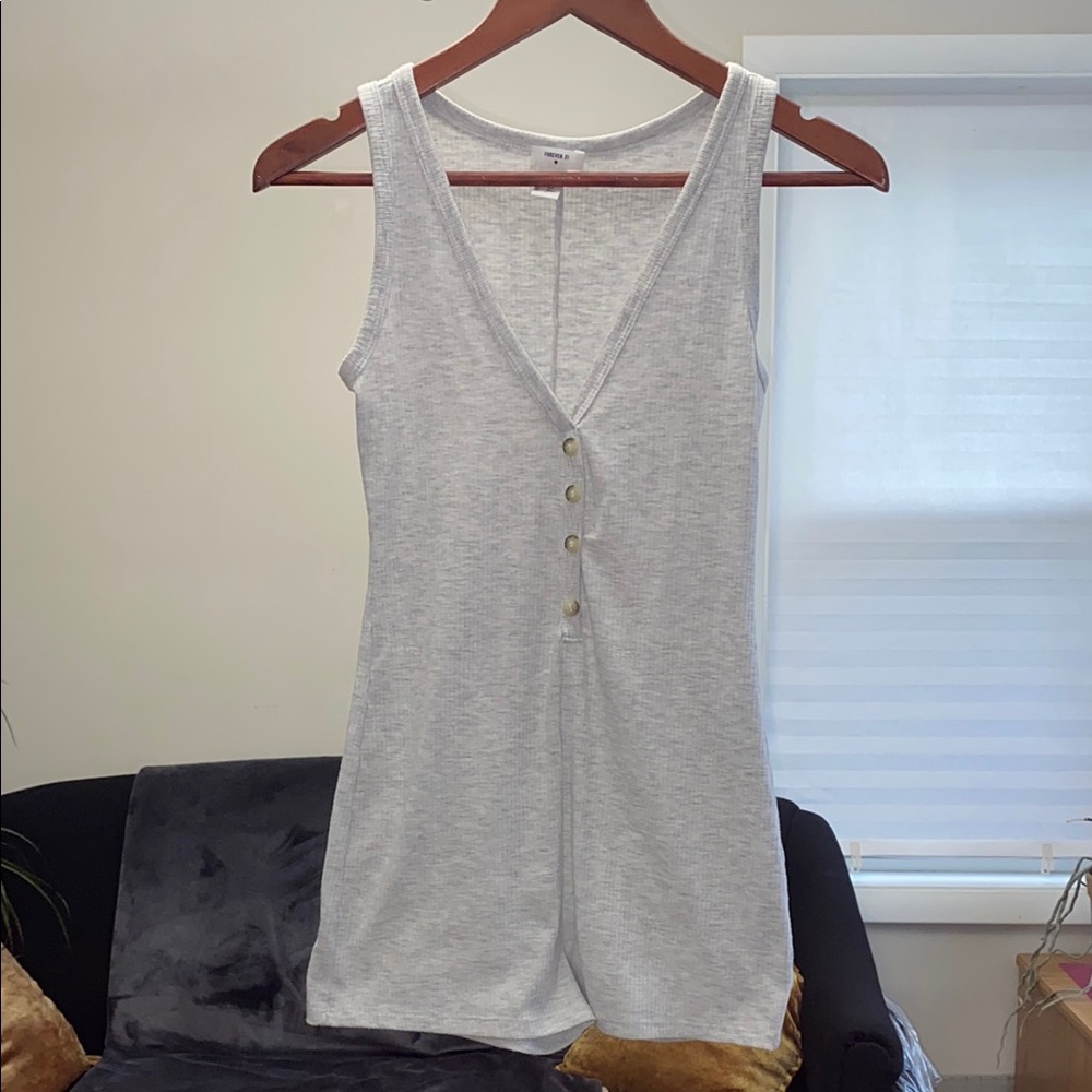 Gray Fitted Bodysuit/Romper